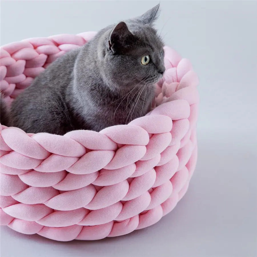 Nid pour animaux de compagnie lavable en laine tricotée – Couleur unie
