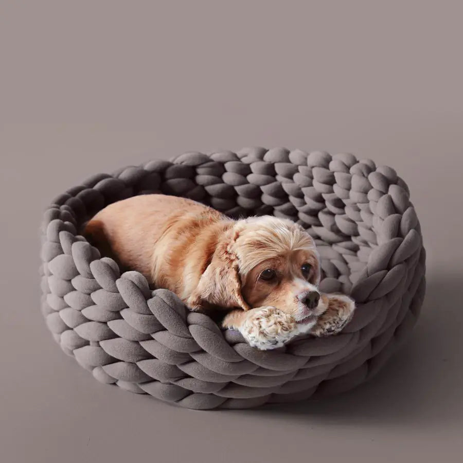 Nid pour animaux de compagnie lavable en laine tricotée – Couleur unie