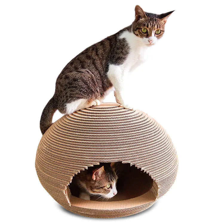Cool Corrugated Cat House with Scratching Ball