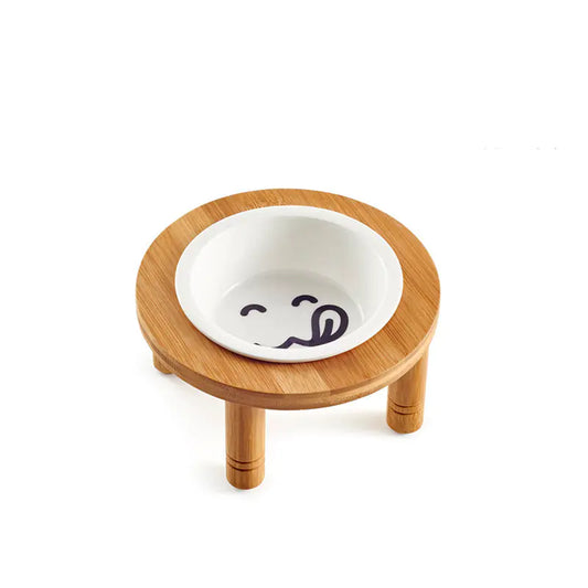 Gamelle ronde en bambou pour chat pour la nourriture et l'eau
