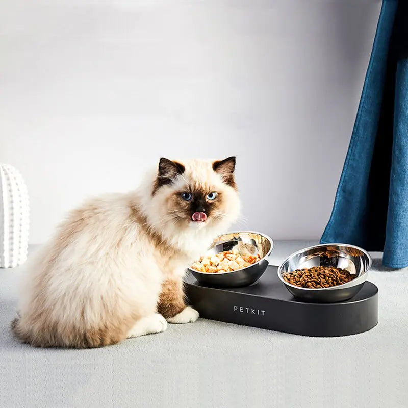 Gamelles doubles réglables en acier inoxydable PetKit pour animaux de compagnie