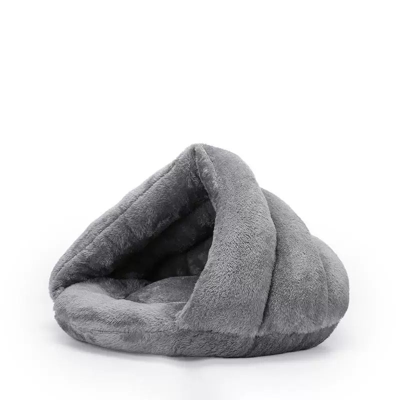 Panier pour animaux en polaire chaude – Semi-fermé pour plus de confort