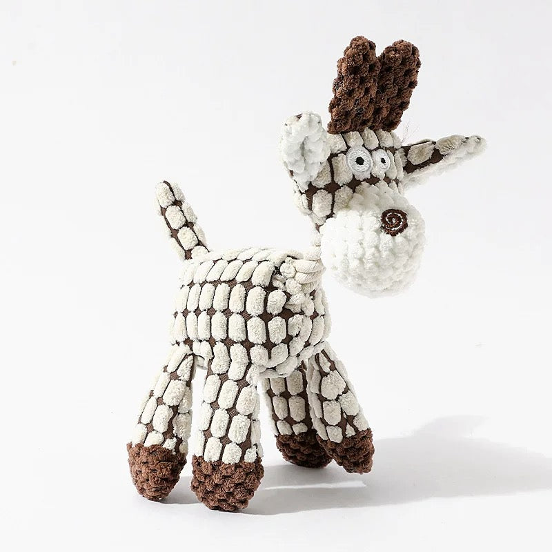 Jouet à mâcher en peluche en forme d'âne – grinçant et texturé maïs pour animaux de compagnie