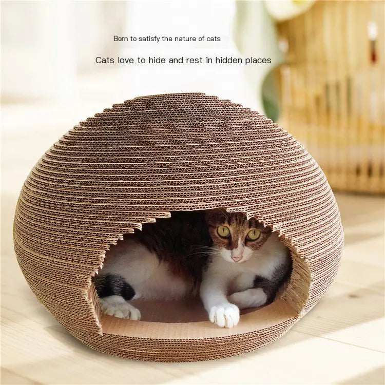 Cool Corrugated Cat House with Scratching Ball