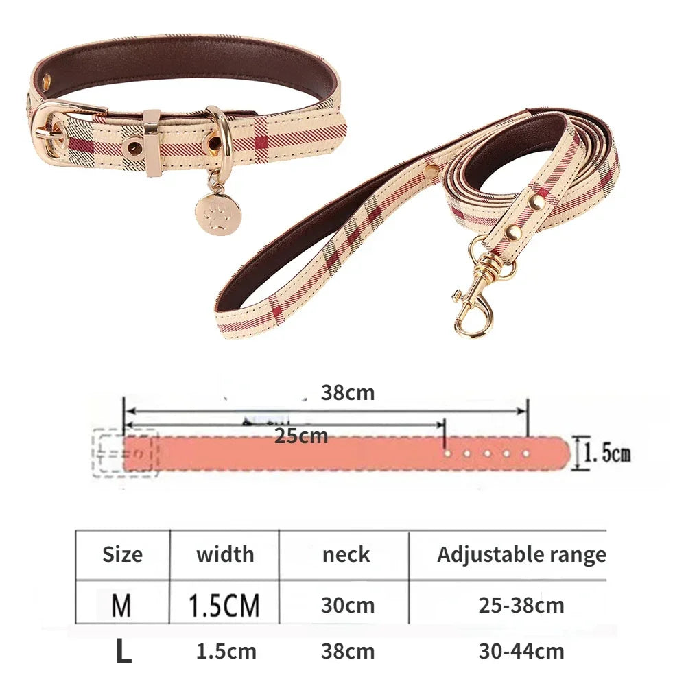 Ensemble collier et laisse en cuir pour animaux de compagnie