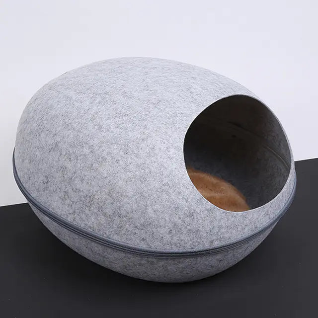 Lit pour chat en feutre coquille d'œuf - Nid semi-fermé toute l'année