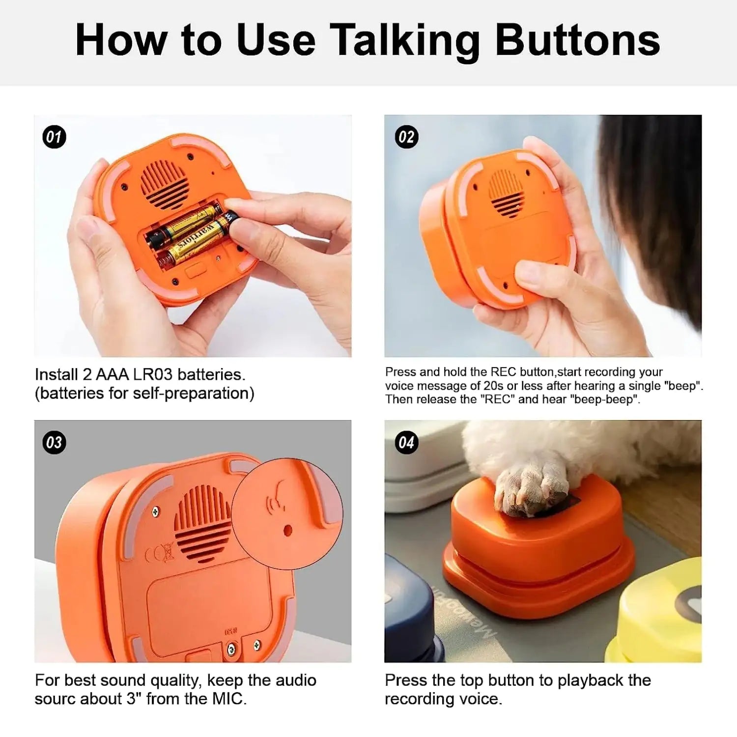 Bouton de conversation enregistrable pour buzzer d'entraînement