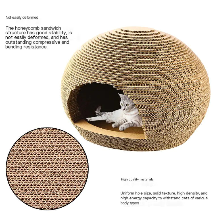Cool Corrugated Cat House with Scratching Ball