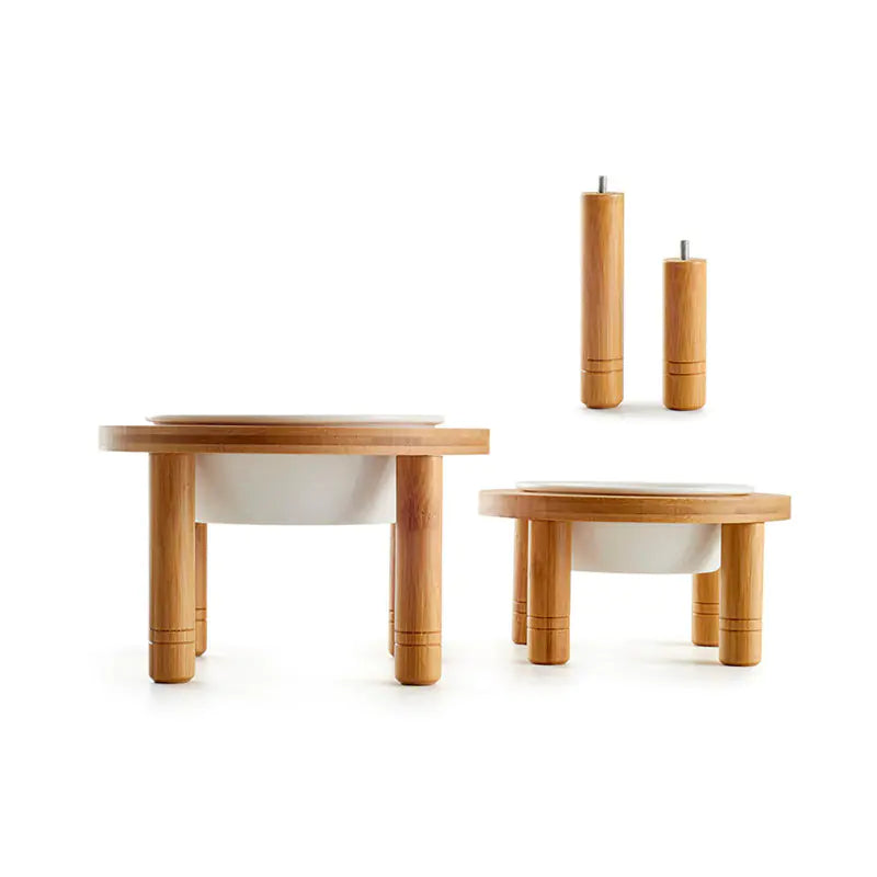 Gamelle ronde en bambou pour chat pour la nourriture et l'eau
