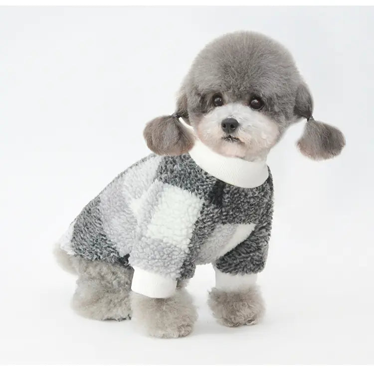 Nouvelle chemise à carreaux rembourrée en velours pour animaux de compagnie