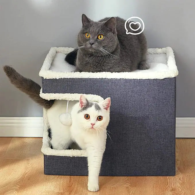 Maison pliable pour chat avec griffoir et balle